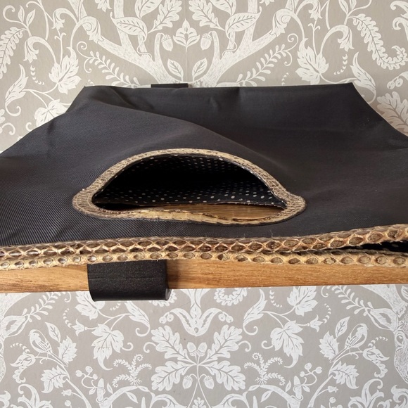 Kate Spade Made In Italy Vintage Handbag Nylon w/ Snake Skin Trim Polka Dot Int - Picture 14 of 17